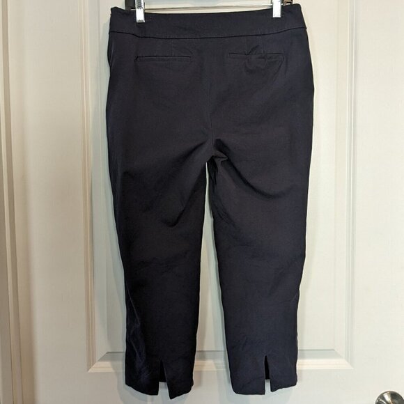 Talbots Chatham Cropped Pants Size 8 Navy Blue Side-Zip Ankle Vents Faux-Pockets - Picture 3 of 15